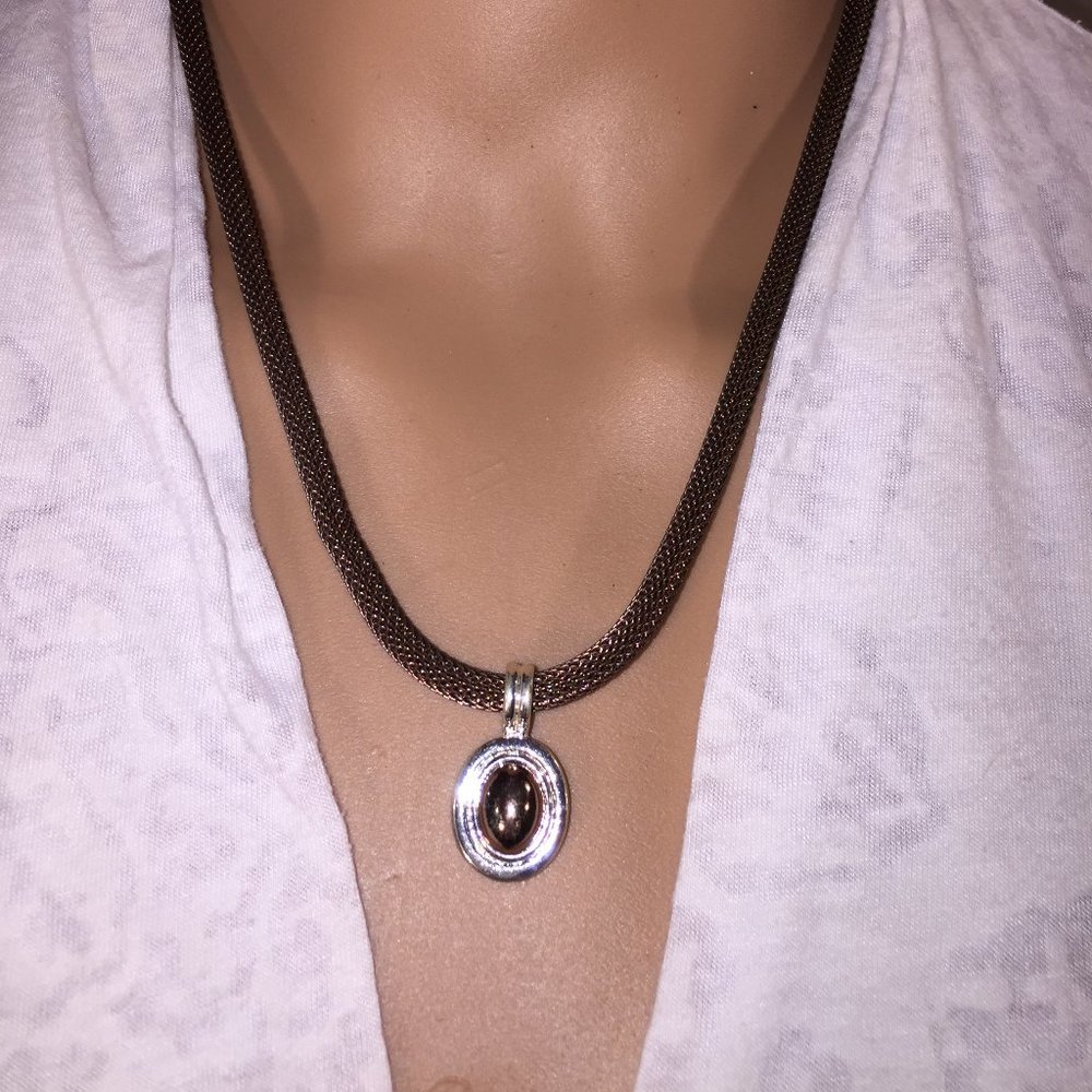 Rose Tone and Silver Necklace